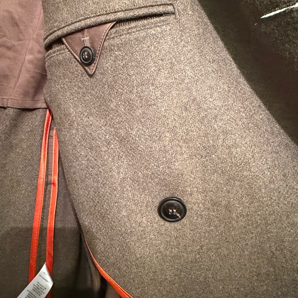 Todd Snyder Olive Military Coat with Gold Buttons & shearling Collar - Picture 8 of 16